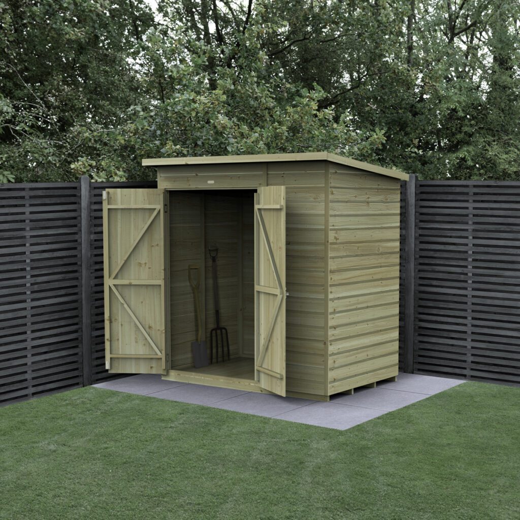 Beckwood 6×4 Pent Shed – No Windows – Double Door 5013053204085 2